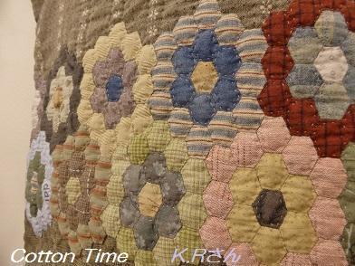 ハンドメイド 色濃く 六角形パッチワークキルト